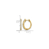 14k Yellow Gold Hoop Earrings with Round Cut Diamonds, Classic Front-Facing Design for Women