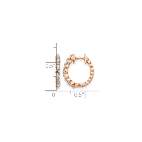 14k Rose Gold Hoop Earrings with Diamond Accents, Small Polished Fine Jewelry Hoops