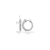 14k White Gold Hoop Earrings with Round Cut Diamonds, Prong Setting, Timeless Design