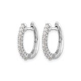 14k White Gold Hoop Earrings with Round Cut Diamonds in Channel Setting