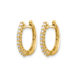14k Yellow Gold Hoop Earrings with Round Cut Cubic Zirconia in Channel Setting