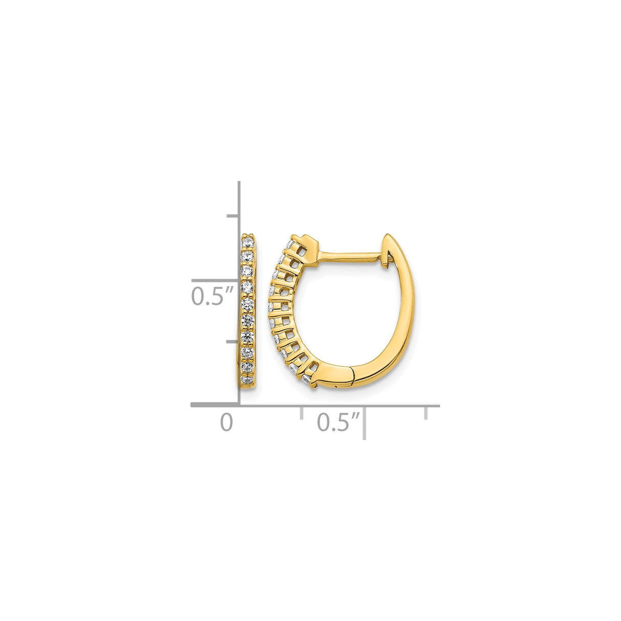 14k Yellow Gold Hoop Earrings with Round Cut Cubic Zirconia in Channel Setting