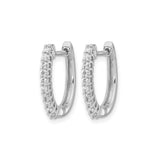 14k White Gold Hoop Earrings with Round Cut Diamonds, Classic Channel Setting