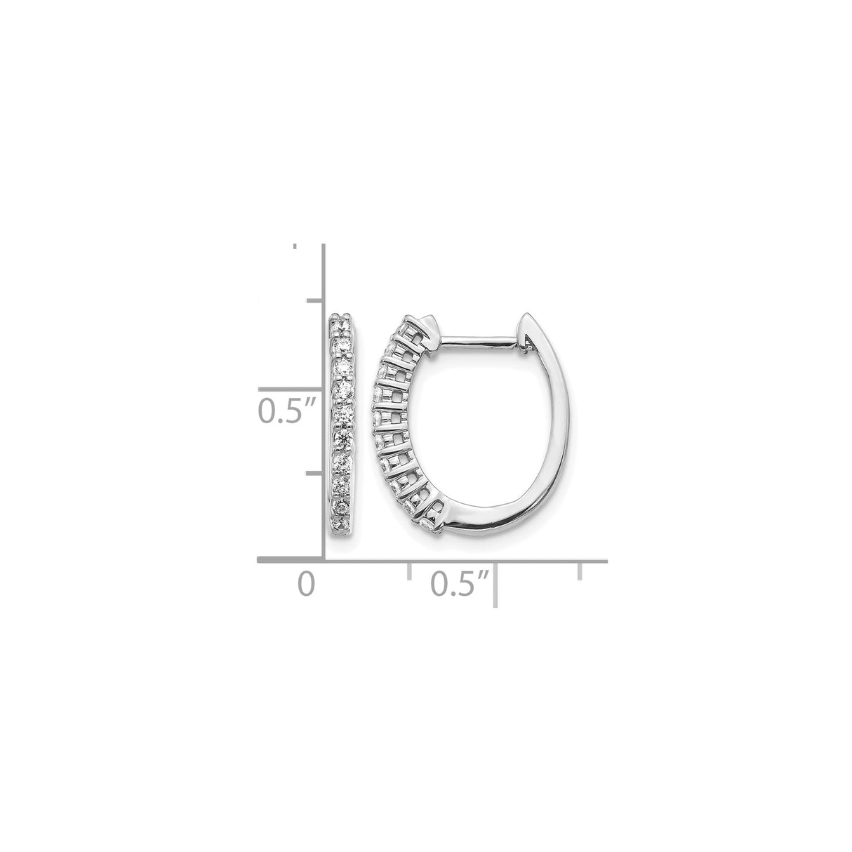 14k White Gold Hoop Earrings with Round Cut Diamonds, Classic Channel Setting