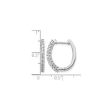 14k White Gold Hoop Earrings with Round Cut Diamonds, Prong Setting, Polished Finish
