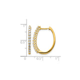 14k Yellow Gold Hoop Earrings with Round Diamonds, Channel Set Classic Style