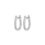 14k White Gold Hoop Earrings with Round Cut Diamonds, Modern Huggie Style
