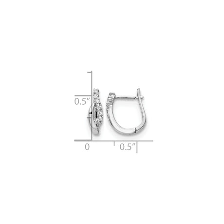 14k White Gold Diamond Huggie Hoop Earrings with Hinged Clasp for Women