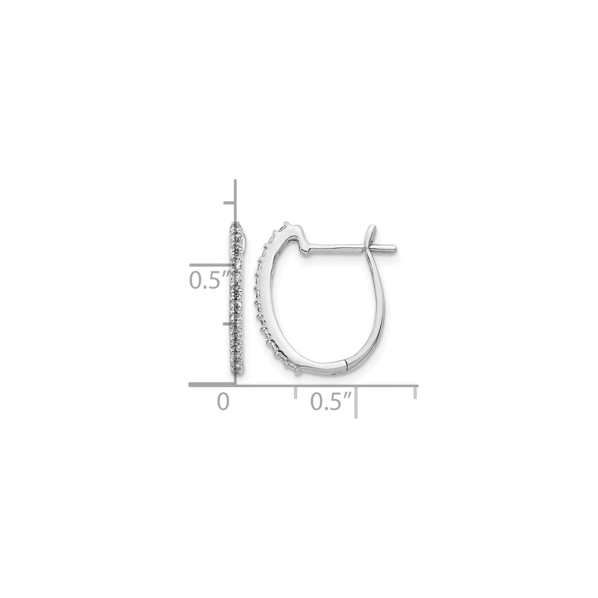 14k White Gold Hoop Earrings with Round Cut Diamonds in Prong Setting for Women
