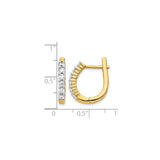 14k Yellow Gold Hoop Earrings with Round White Diamonds, Classic Prong-Set Design for Women
