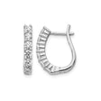 14k White Gold Hoop Earrings with Round Cut Diamonds in Shared Prong Setting