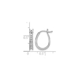 14k White Gold Diamond Hoop Earrings, Round Cut Channel Set, Hinged Oval Design for Women