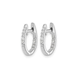 14k White Gold Hoop Earrings with Diamond Accents, Latch Back Closure, Timeless Style