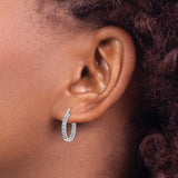 14k White Gold Hoop Earrings with Diamond Cut Textured Detailing and Polished Finish