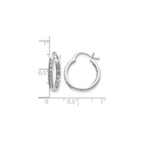 14k White Gold Hoop Earrings with Diamond Cut Textured Detailing and Polished Finish