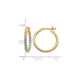 14k Yellow Gold Hoop Earrings with Round Cut Diamonds, Classic Fine Jewelry for Women