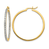 14k Yellow Gold Hoop Earrings with Pave Diamond Accents, Slim Glamorous Style for Women