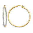 14k Yellow Gold Hoop Earrings with Diamond Pavé, Lightweight Round Style for Women