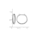 10k White Gold Hoop Earrings with Diamond Accents, Double Row Polished Hinged Back Design