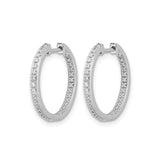 14k White Gold Diamond Hoop Earrings with Double Row Pavé and In-Out Design