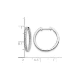 14k White Gold Hoop Earrings with Double Row Diamonds, Modern Design Luxury Jewelry for Women