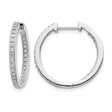14k White Gold Hoop Earrings with Double Row Diamonds, Modern Design Luxury Jewelry for Women