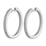 14k White Gold Hoop Earrings with Pavé Cubic Zirconia, Double Row Modern Style