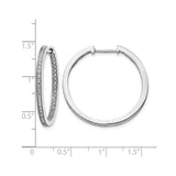 14k White Gold Diamond Inside-Out Hoop Earrings with Pavé Set Stones, High Polish Finish