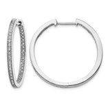 14k White Gold Diamond Inside-Out Hoop Earrings with Pavé Set Stones, High Polish Finish