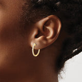 14k Yellow Gold Hoop Earrings with Prong Set Diamonds, Diamond Cut Full Circle Design