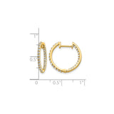 14k Yellow Gold Hoop Earrings with Prong Set Diamonds, Diamond Cut Full Circle Design