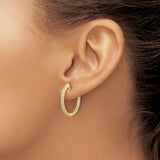 14k Yellow Gold Hoop Earrings with Round Cut Diamond, Hinged In-Out Design for Women