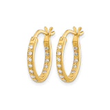 14k Yellow Gold Hoop Earrings with Diamond Accents, Classic Sparkling Small Hoops for Women