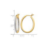 14k Yellow Gold Oval Hoop Earrings with Front-Facing White Diamonds, Hinged Lightweight Design