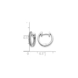 14k White Gold Hoop Earrings with Double Row Cubic Zirconia, Hinged Closure Design