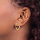 10k Yellow Gold Hoop Earrings with Cubic Zirconia, Twisted Inside-Out Design