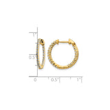 14k Yellow Gold Diamond Hoop Earrings, Prong Set Round Cut, Full Circle Lightweight Design