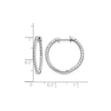 14k White Gold Hoop Earrings with Round-Cut Diamonds, Shared Prong In-Out Design