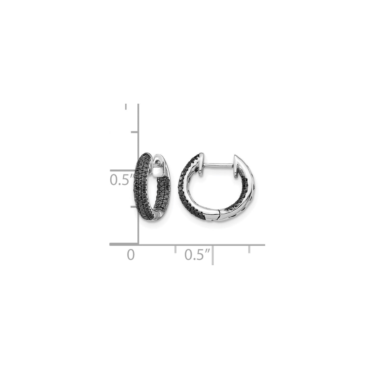10k White Gold Huggie Hoop Earrings with Black Diamonds, Modern Statement Jewelry for Women