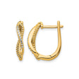 14k Yellow Gold Hoop Earrings with Diamond Accents, Twisted Rope Design, Intertwined Style