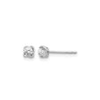 14k White Gold Diamond Stud Earrings, Round Cut Prong Set Solitaire Style for Women