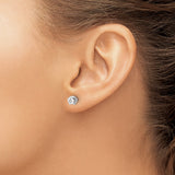 14k White Gold Stud Earrings with Round Cubic Zirconia, Classic Four Prong Setting