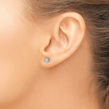 14k White Gold Diamond Stud Earrings, Cluster Floral Design, Pavé Setting for Women