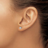 14k White Gold Diamond Stud Earrings with Round Center and Halo Floral Design