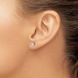 14k White Gold Diamond Cluster Stud Earrings with Round Center and Floral Halo Design