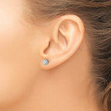 14k White Gold Diamond Stud Earrings, Round Cluster with Halo Design for Women