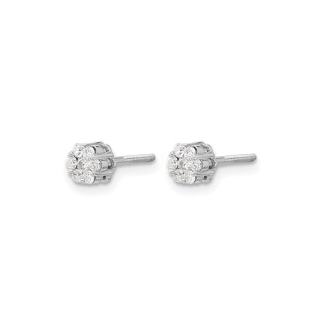 10k White Gold Diamond Cluster Stud Earrings with Floral Design for Women
