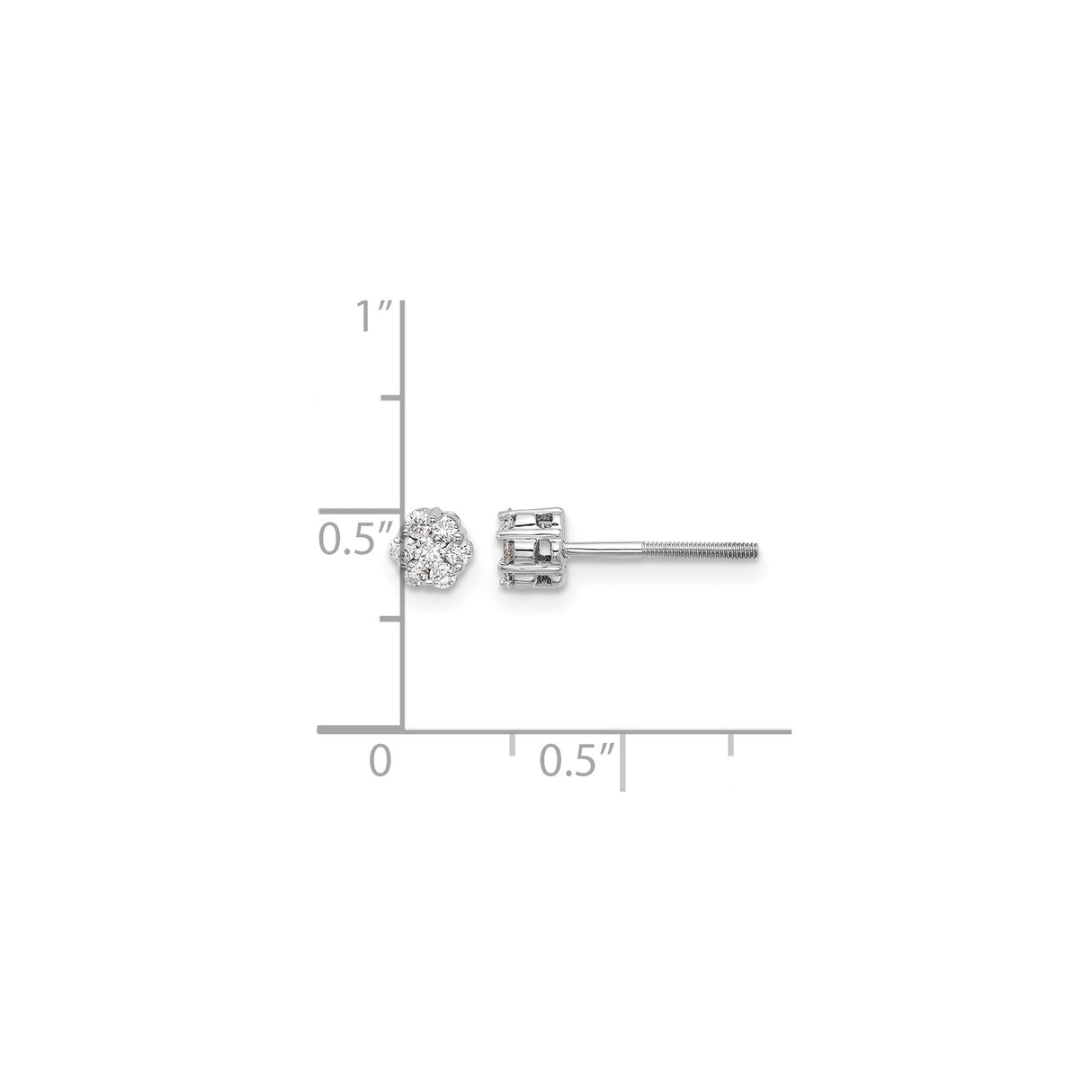 10k White Gold Diamond Cluster Stud Earrings with Floral Design for Women