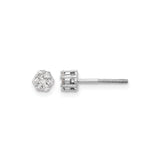 10k White Gold Diamond Cluster Stud Earrings with Floral Design for Women