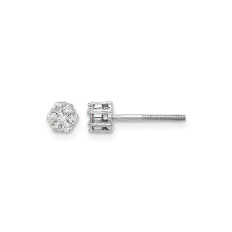 10k White Gold Diamond Cluster Stud Earrings with Floral Design for Women